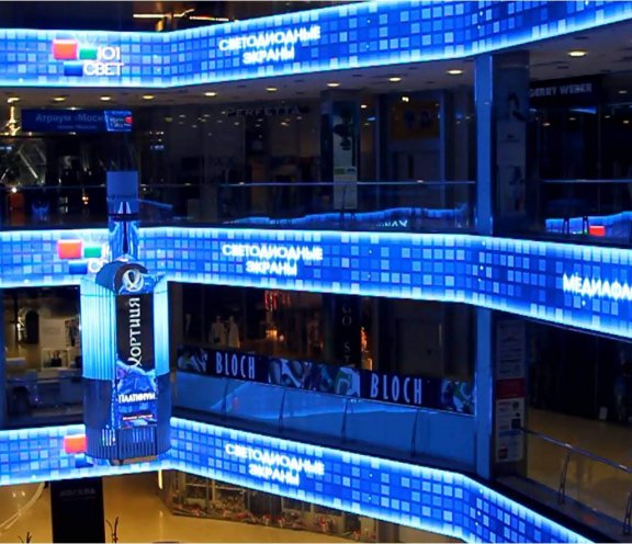 Панорамные межэтажные LED экраны Атриум, Европейский, Охотный Ряд