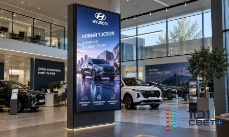 Светодиодный экран в шоу-руме автосалона